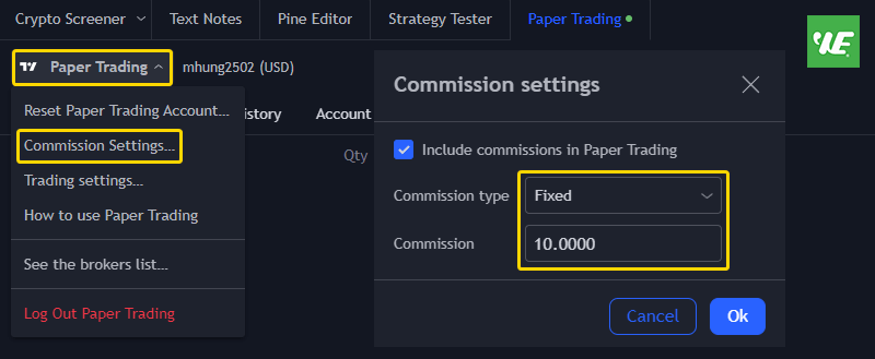 Change Commission Settings